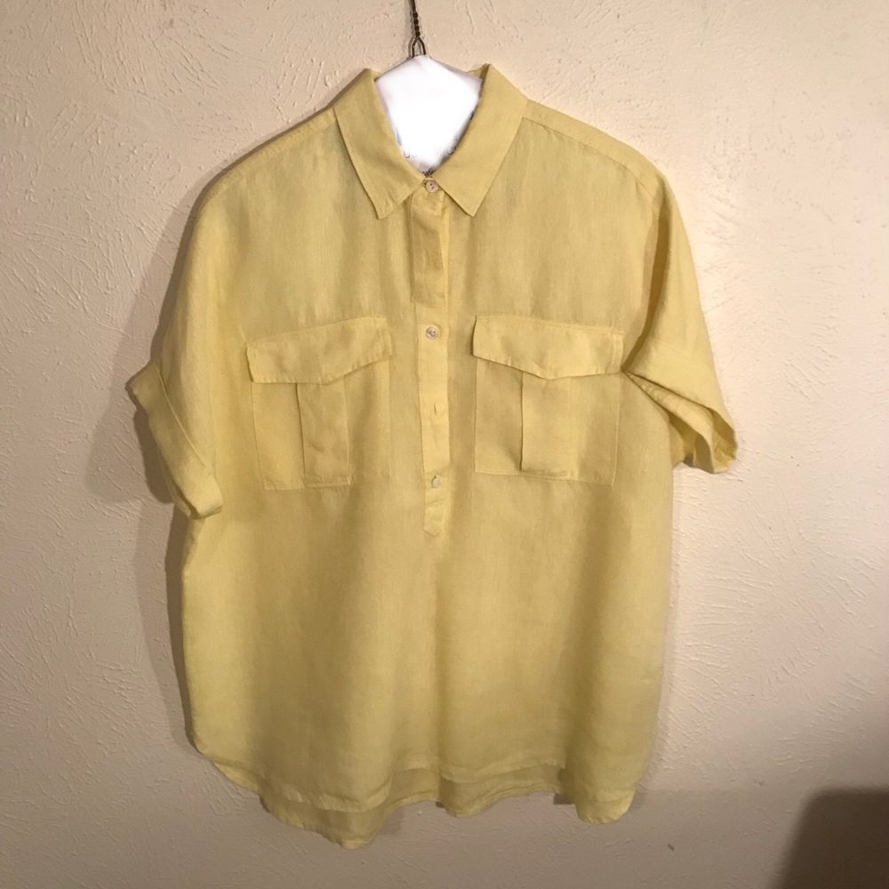 yellow linen j crew popover